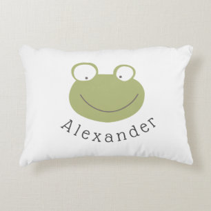 Customizable Name Cute Frog Accent Pillow