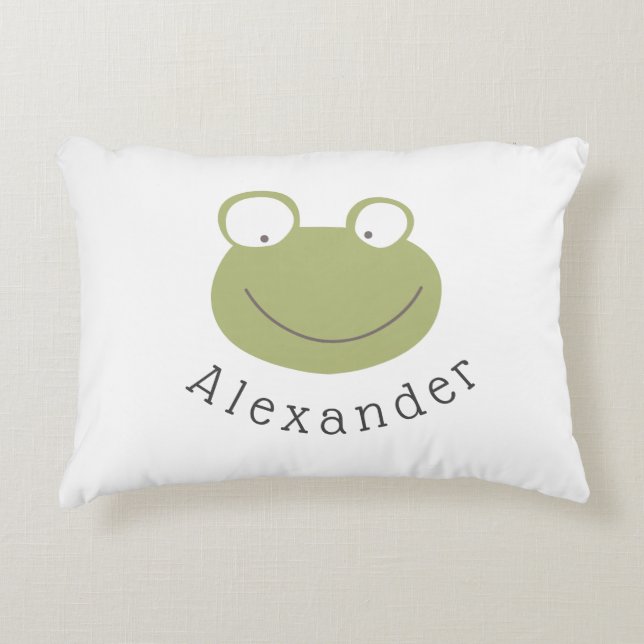 Customizable Name Cute Frog Accent Pillow (Front)