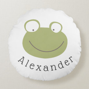 Customizable Name Cute Frog Round Pillow