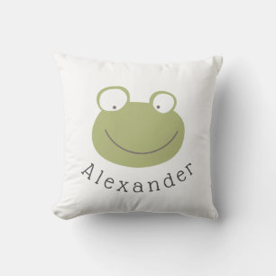 Customizable Name Cute Frog Throw Pillow