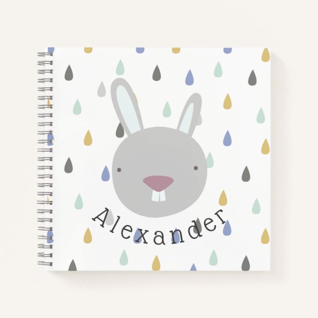 Customizable Name Cute Rabbit Notebook (Front)