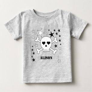 Customizable Name Cute Skull and Crossbones Baby T-Shirt