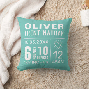 Customizable name details nursery cushion Pillow