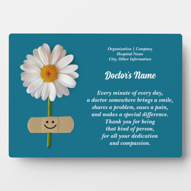 Customizable Name Doctor Appreciation Gift Plaque (Front)