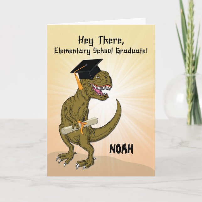 Customizable Name Elementary School Graduation Card (Front)