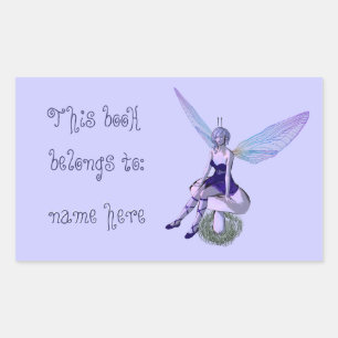 Customizable Name Fairy Bookplate - rectangular Sticker
