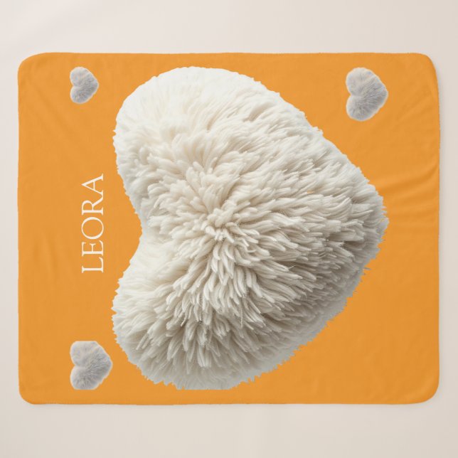Customizable Name Fluffy Heart Blanket (Front (Horizontal))