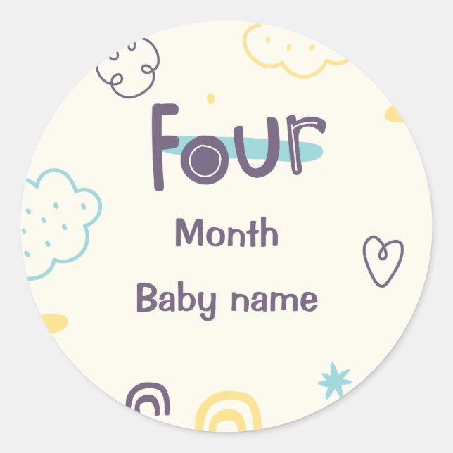 Customizable name four month old baby classic round sticker (Front)
