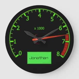 Customizable name gearhead car Fan Large Clock