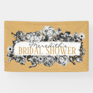 Customizable Name Gold Roses Chic Monogram Luxury Banner