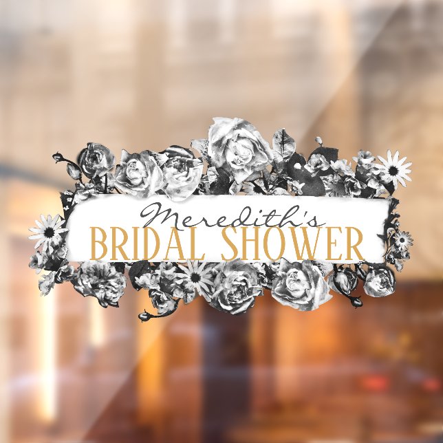 Customizable Name Gold Roses Chic Monogram Luxury Window Cling (Sheet 2)
