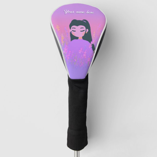 Customizable Name Golf Girl Lavender Daydream Golf Head Cover (Front)