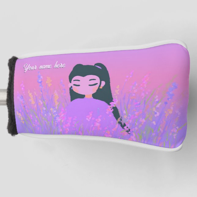 Customizable Name Golf Girl Lavender Daydream Golf Head Cover (Front)