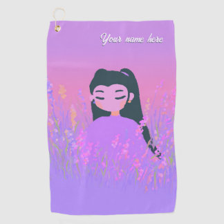 Customizable Name Golf Girl Lavender Daydream Golf Towel