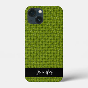 Customizable name Grass with water drops pattern iPhone 13 Mini Case
