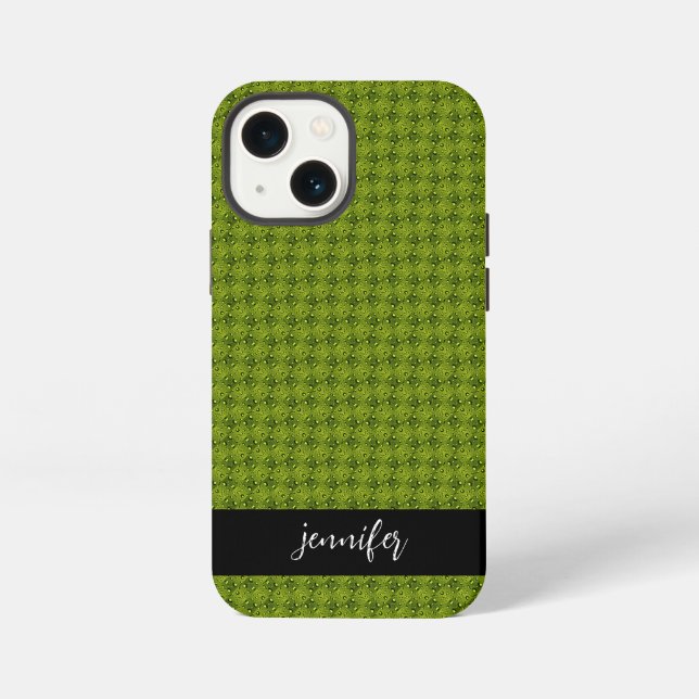 Customizable name Grass with water drops pattern iPhone Case (Back)