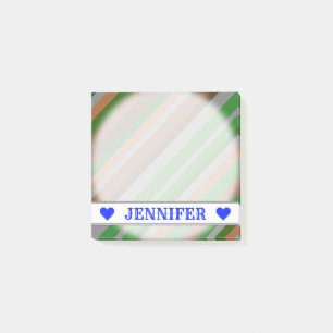 Customizable Name - Green, Brown and Grey Stripes Post-it Notes
