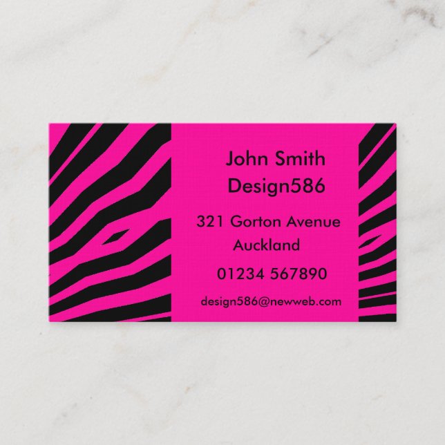 Customizable name Hot Pink zebra print  Business Card (Front)