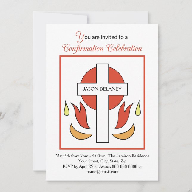 Customizable Name Invitation, Cross Fire Confirmat Invitation (Front)