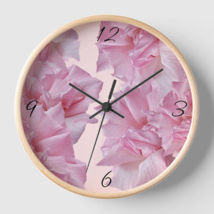 Customizable name Margot Pink rose petal floral Clock