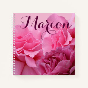 Customizable name Marion pretty pink rose floral  Notebook