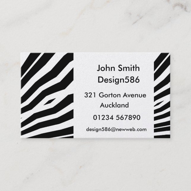 Customizable name Metallic zebra print  Business Card (Front)