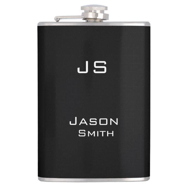 Customizable name, minimalistic initials hip flask (Front)