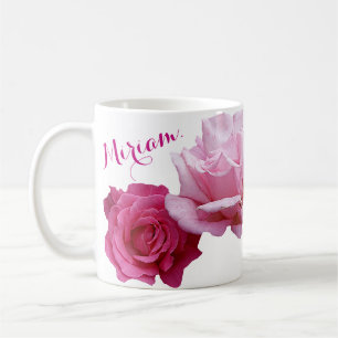 Customizable name Miriam pretty pink rose floral C Coffee Mug