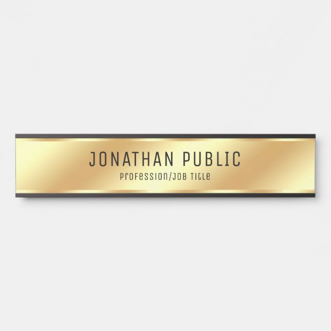 Customizable Name Modern Faux Gold Trendy Long Door Sign (Front)