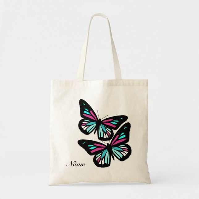Customizable Name/Monogram Butterfly Tote Bag (Front)