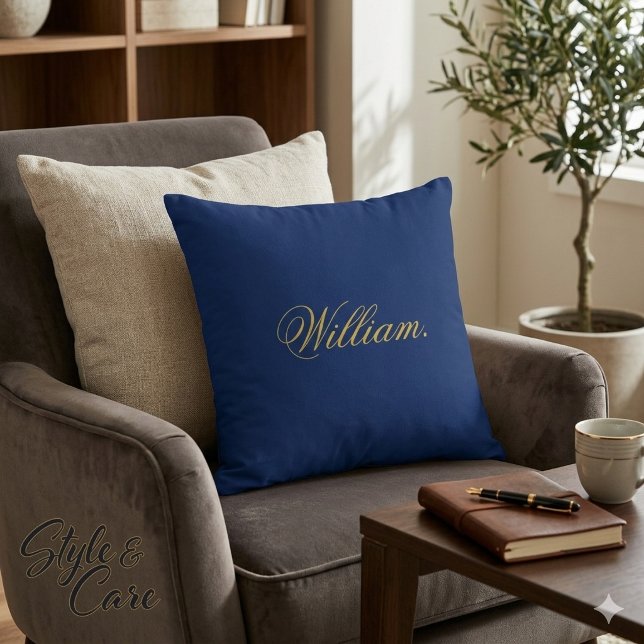 Customizable Name Navy Throw Pillow for Cozy Decor (Customizable Name Navy Throw Pillow for Cozy Decor)