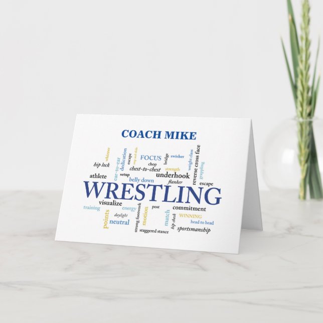 Customizable Name Navy Wrestling Coach Thank You (Front)