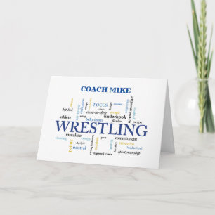 Customizable Name Navy Wrestling Coach Thank You Card