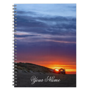 Customizable name ocean lover beach sunset romance notebook