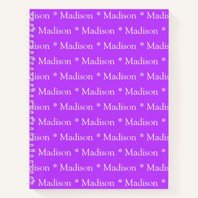 Customizable name pattern orchid purple recipe notebook (Front)