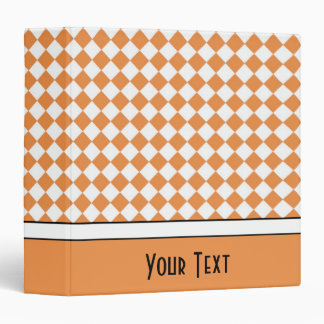 Customizable Name Peach Orange White Diamond Check Binder