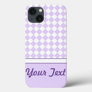 Customizable Name Purple Diamond Chequered pattern iPhone 13 Case