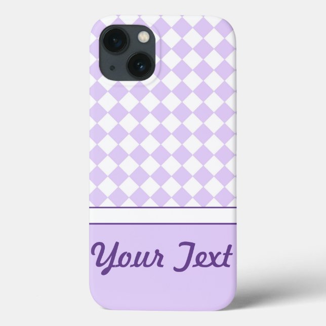 Customizable Name Purple Diamond Chequered pattern Case-Mate iPhone Case (Back)