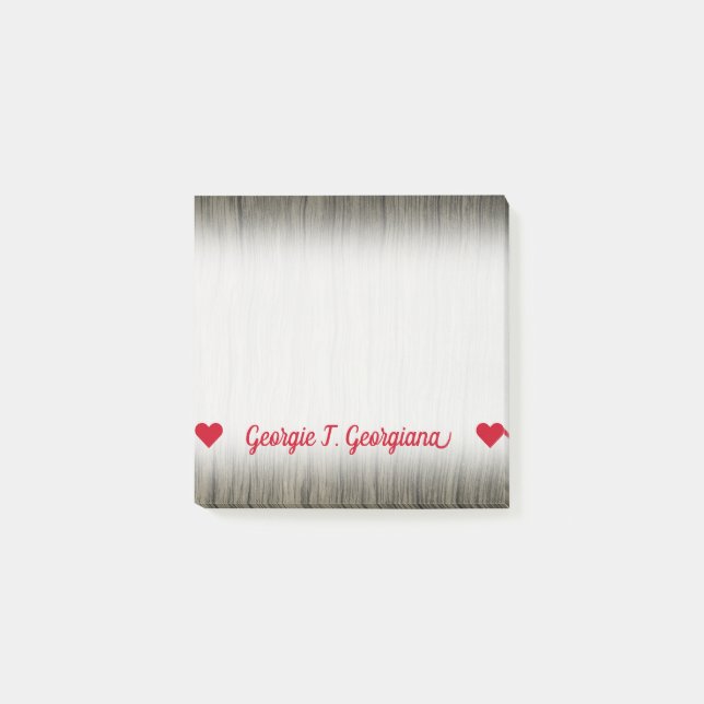 Customizable Name; Rustic Faux Wood Look Pattern Post-it Notes (Front)