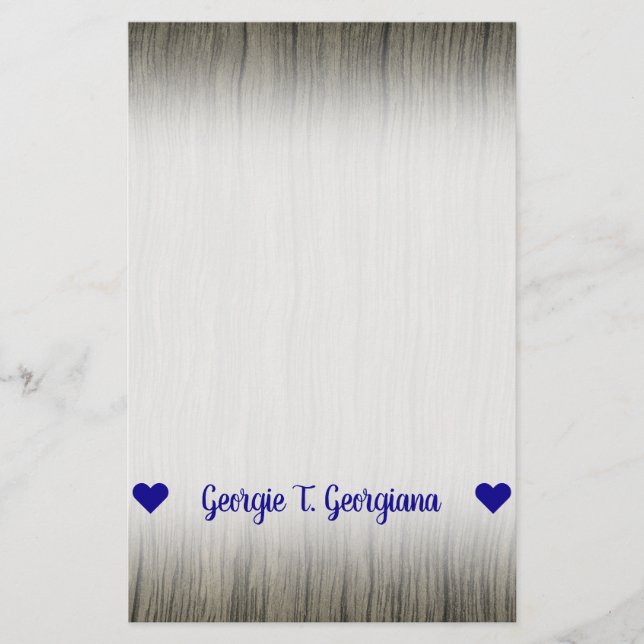 Customizable Name; Rustic Faux Wood Look Pattern Stationery (Front)