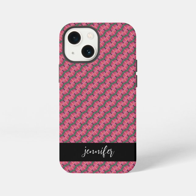 Customizable name Seamless floral pattern iPhone Case (Back)