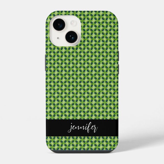 Customizable name Seamless green grass pattern iPhone Case (Back)