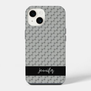 Customizable name Seamless grey pattern iPhone 14 Case