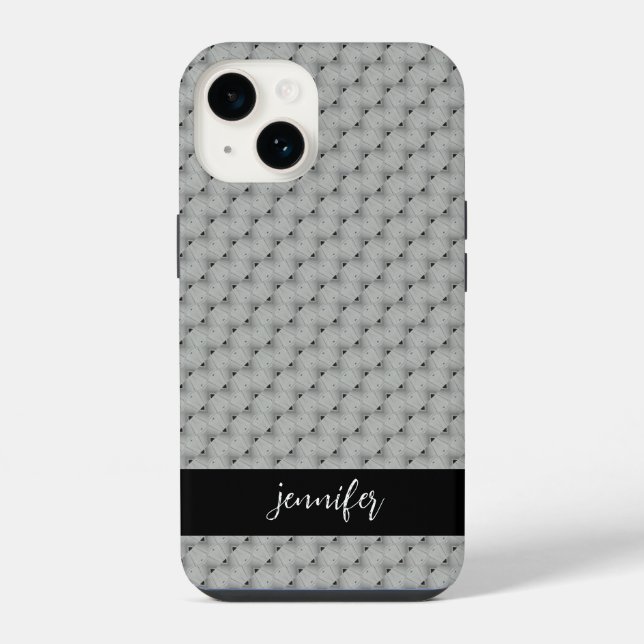 Customizable name Seamless grey pattern iPhone Case (Back)