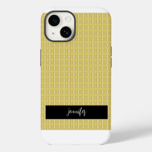 Customizable name Seamless lemon pattern iPhone 14 Case
