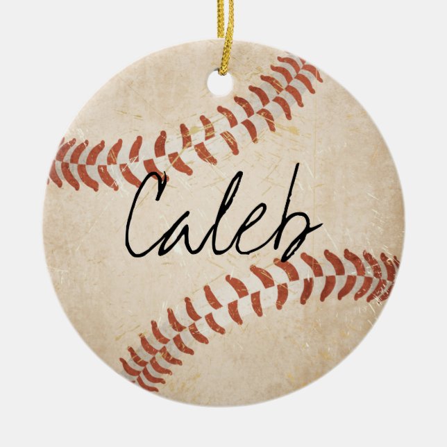 Customizable Name Signature Baseball Ornament (Front)