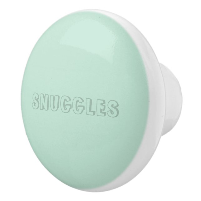 Customizable name "Snuggles" seafoam mint green Ceramic Knob (Right)