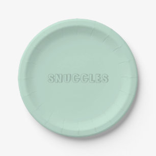 Customizable name "Snuggles" seafoam mint green Paper Plate