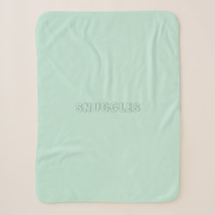 Customizable name "Snuggles" seafoam mint green Sherpa Blanket
