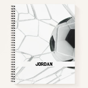Customizable Name Soccer Ball Hitting The Net Fun Notebook
